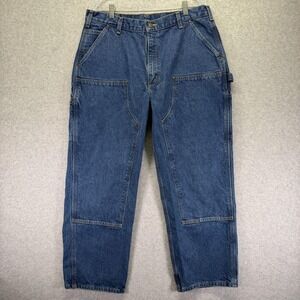 Carhartt Double Knee Jeans Mens 36x30 Blue Relaxed Straight Carpenter Denim